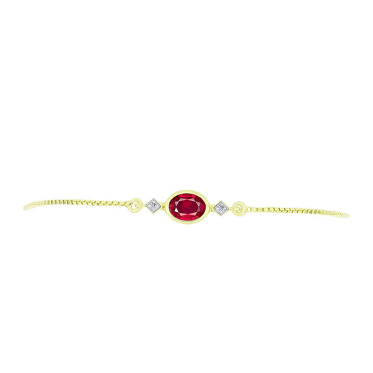 Goldplattiertes Silberarmband mit Rubin aus Madagaskar und weißem Topas