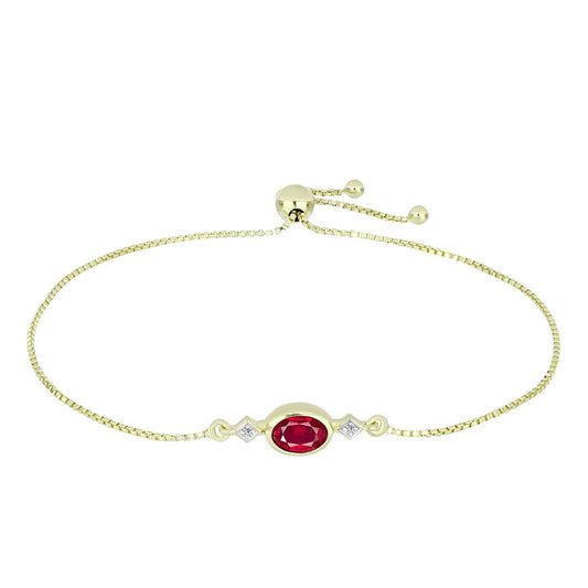 Goldplattiertes Silberarmband mit Rubin aus Madagaskar und weißem Topas