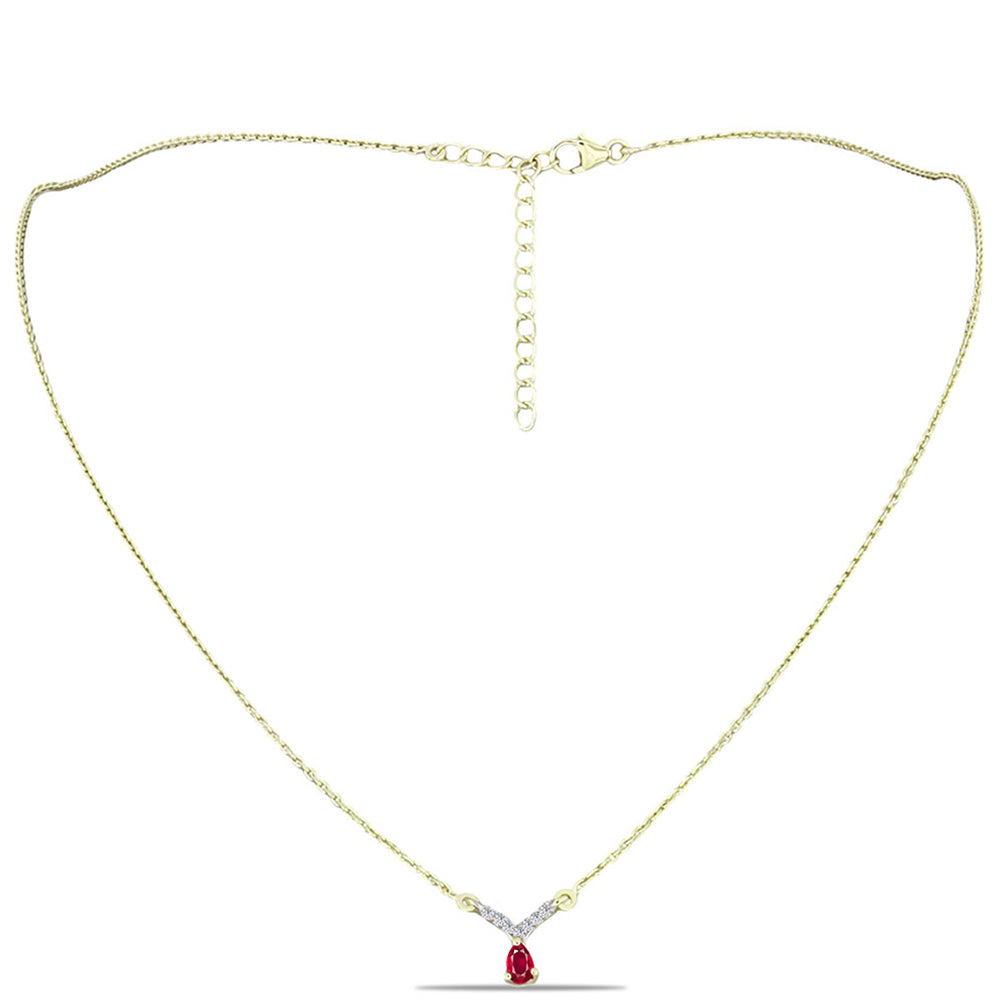 Goldplattierte Silberhalskette mit Rubin aus Madagaskar und weißem Topas 1 