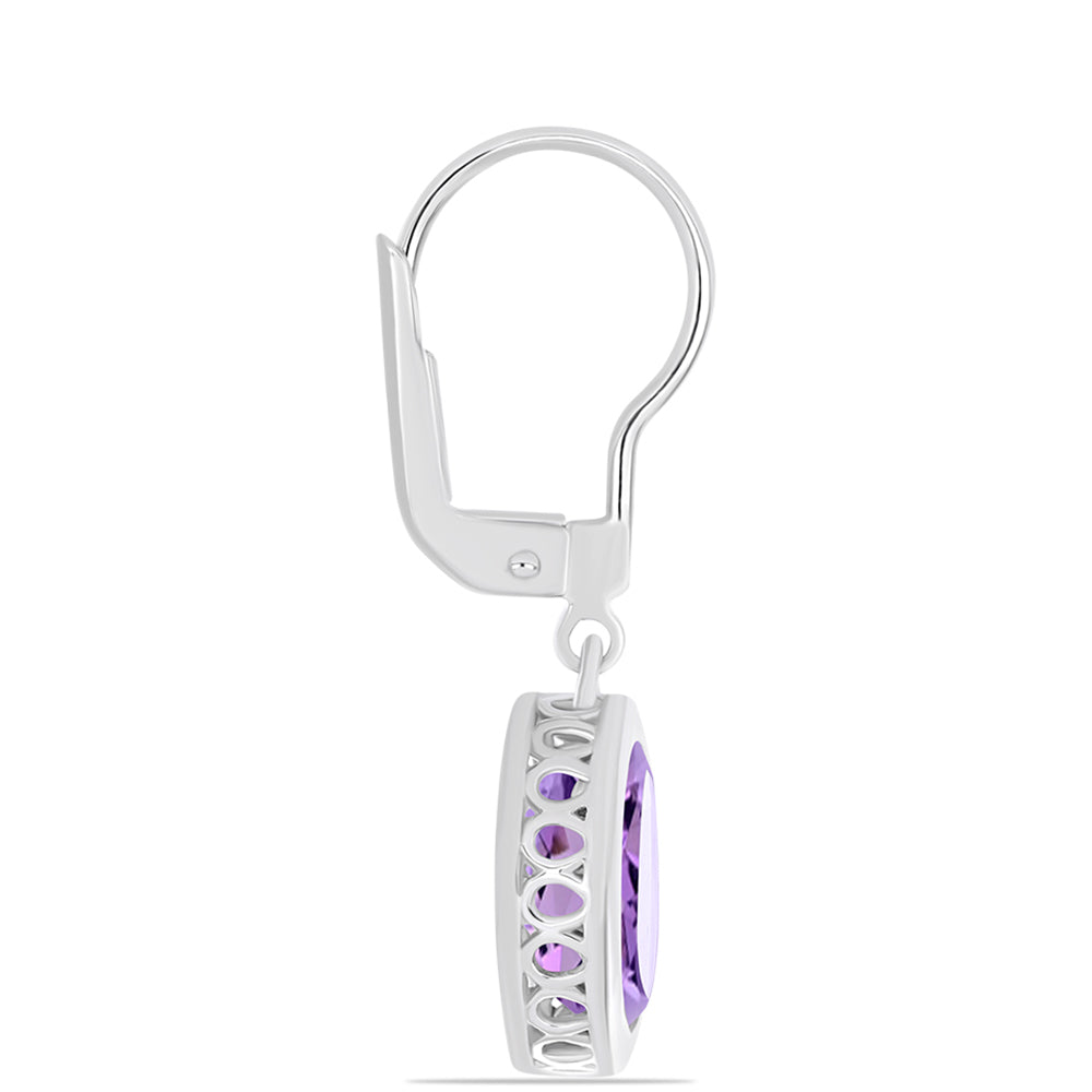 Silberohrringe mit Rose De France Amethyst