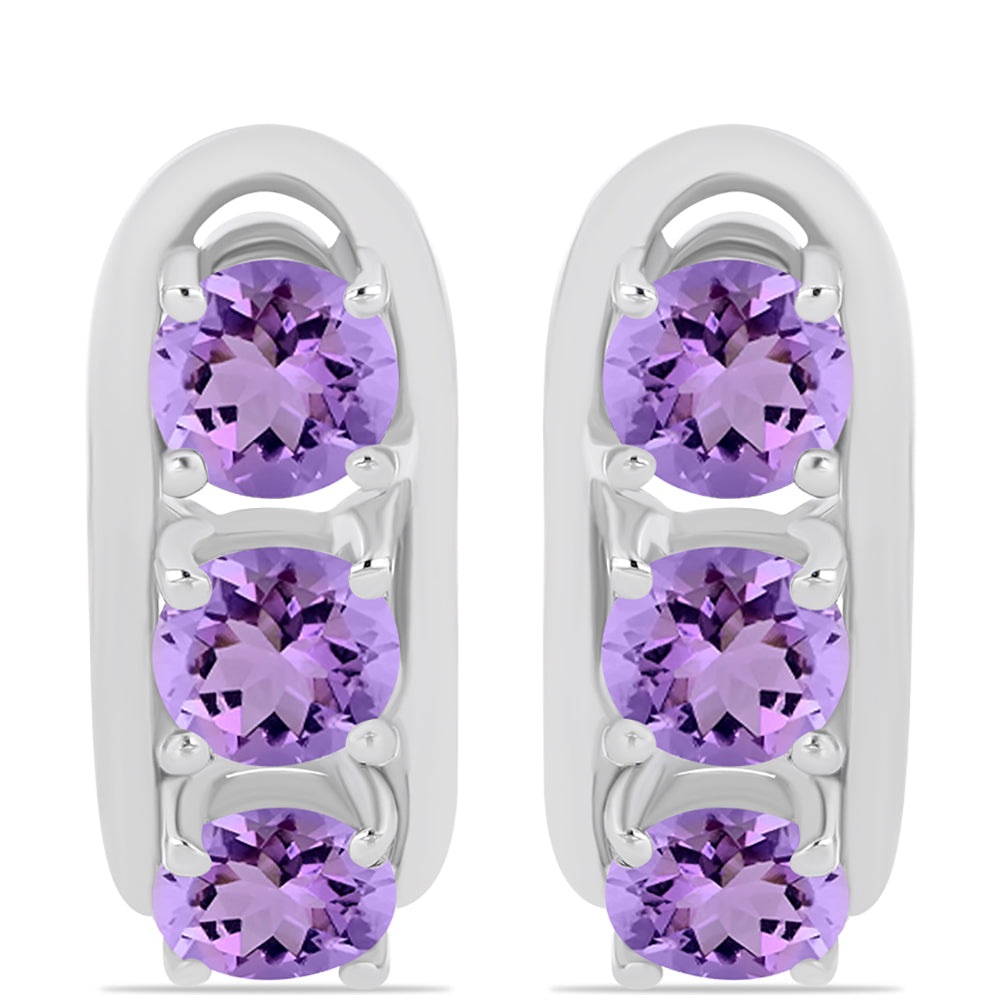 Silberohrringe mit Rose De France Amethyst 1 
