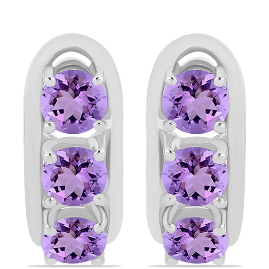 Silberohrringe mit Rose De France Amethyst