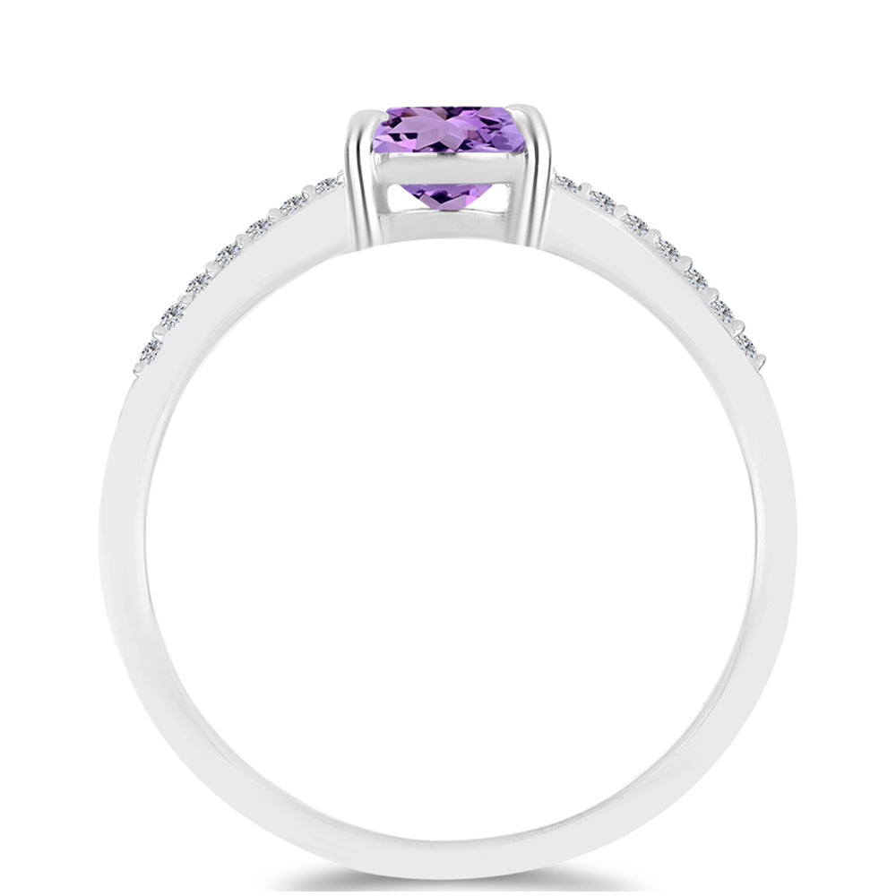 Silberring mit Rose De France Amethyst und weißem Topas 2 