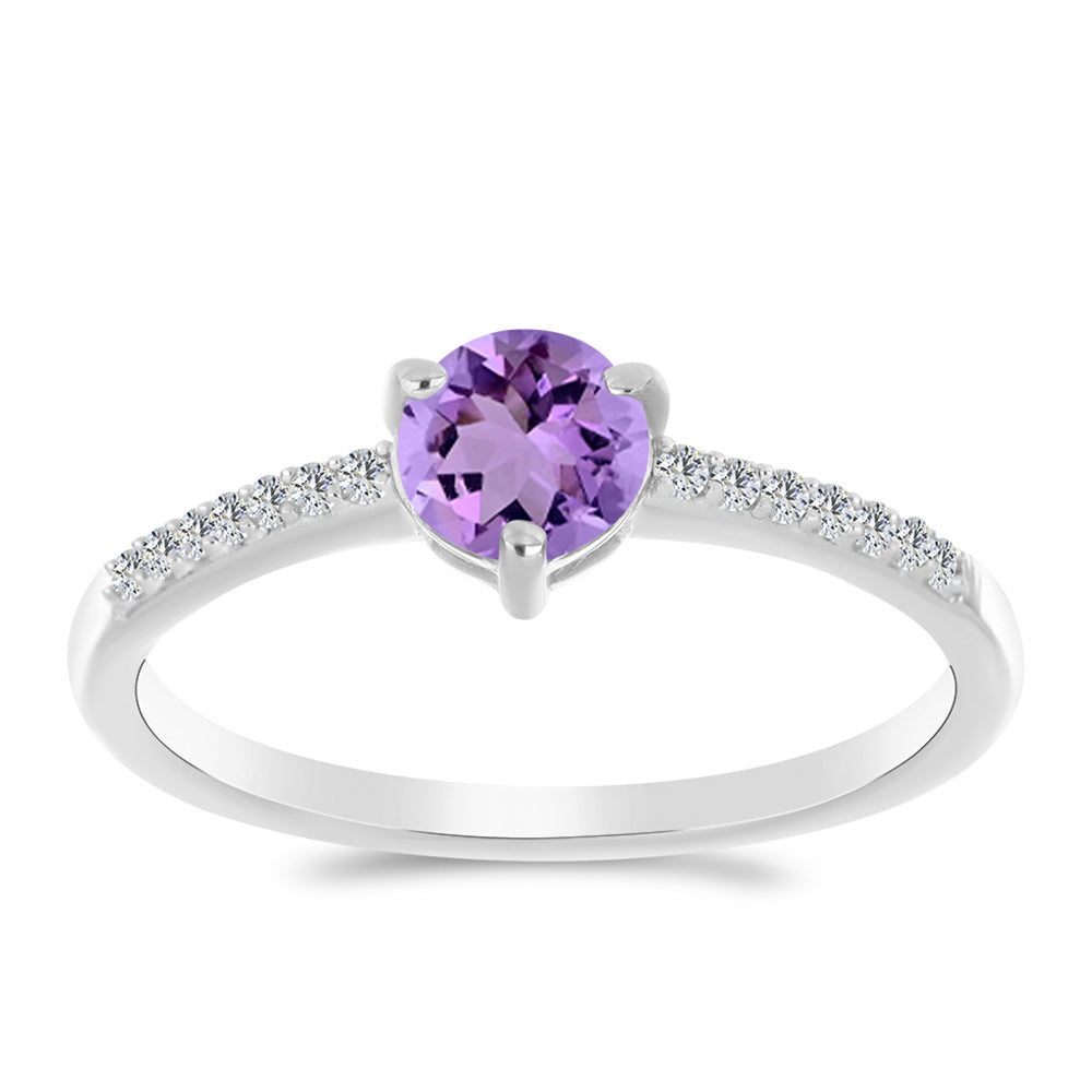 Silberring mit Rose De France Amethyst und weißem Topas 3 