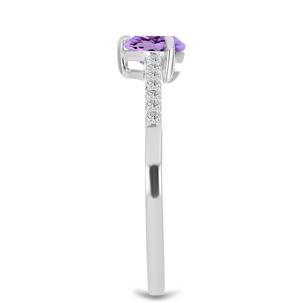 Silberring mit Rose De France Amethyst und weißem Topas 4 