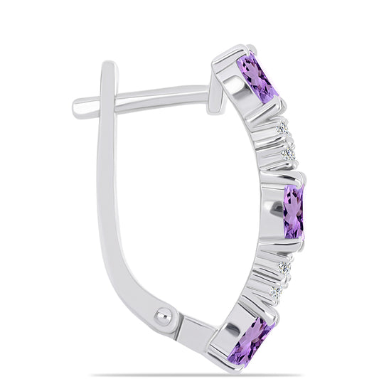 Silberohrringe mit Rose De France Amethyst und weißem Topas