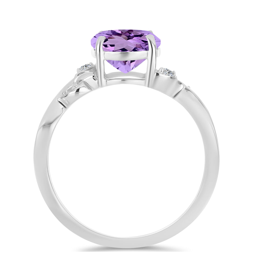 Silberring mit Rose De France Amethyst und weißem Topas