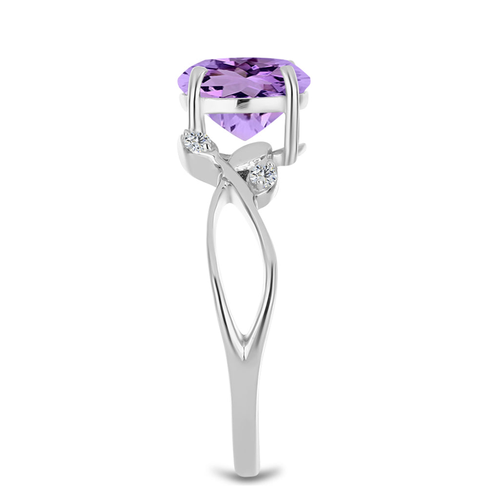 Silberring mit Rose De France Amethyst und weißem Topas 4 