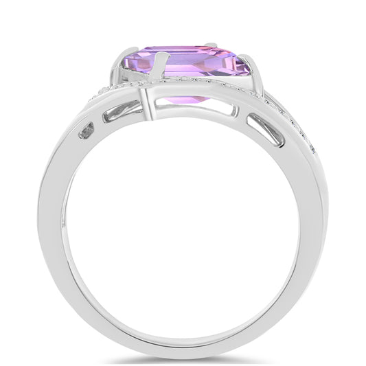 Silberring mit Rose De France Amethyst und weißem Topas