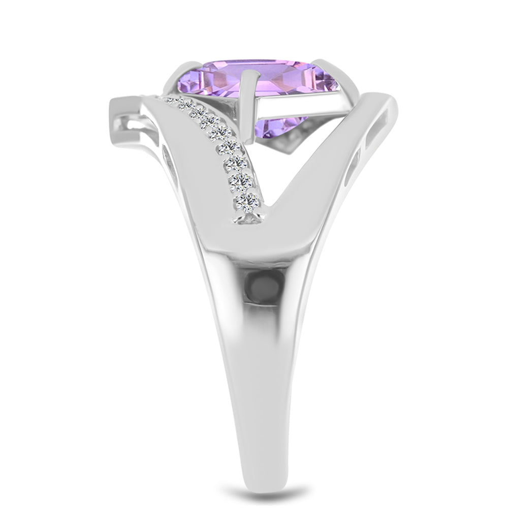 Silberring mit Rose De France Amethyst und weißem Topas