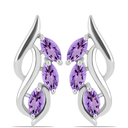 Silberohrringe mit Rose De France Amethyst