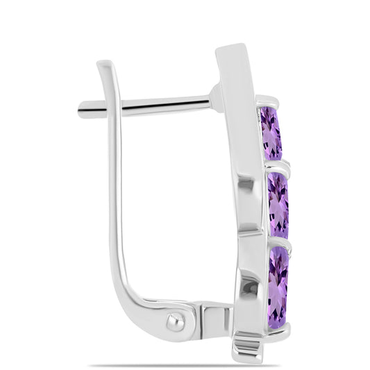Silberohrringe mit Rose De France Amethyst