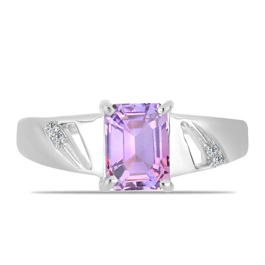 Silberring mit Rose De France Amethyst und weißem Topas