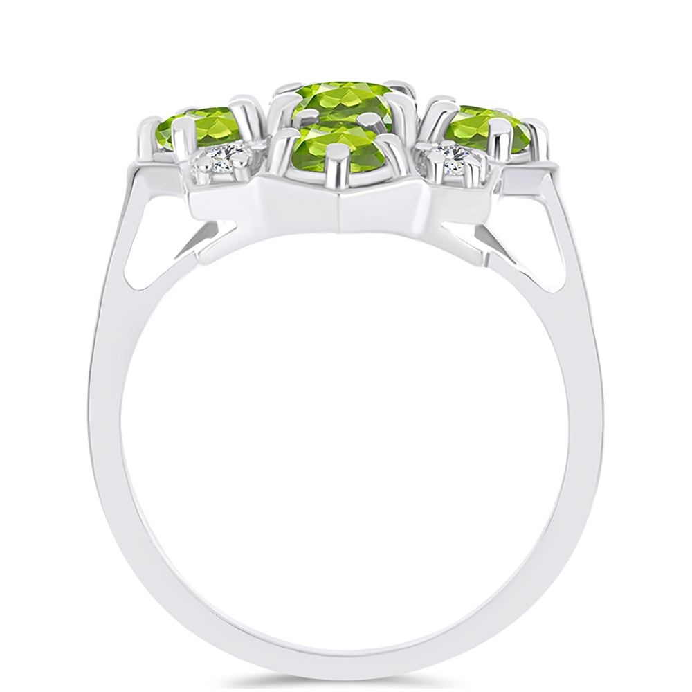 Silberring mit Peridot aus Changbai und weißem Topas 2 