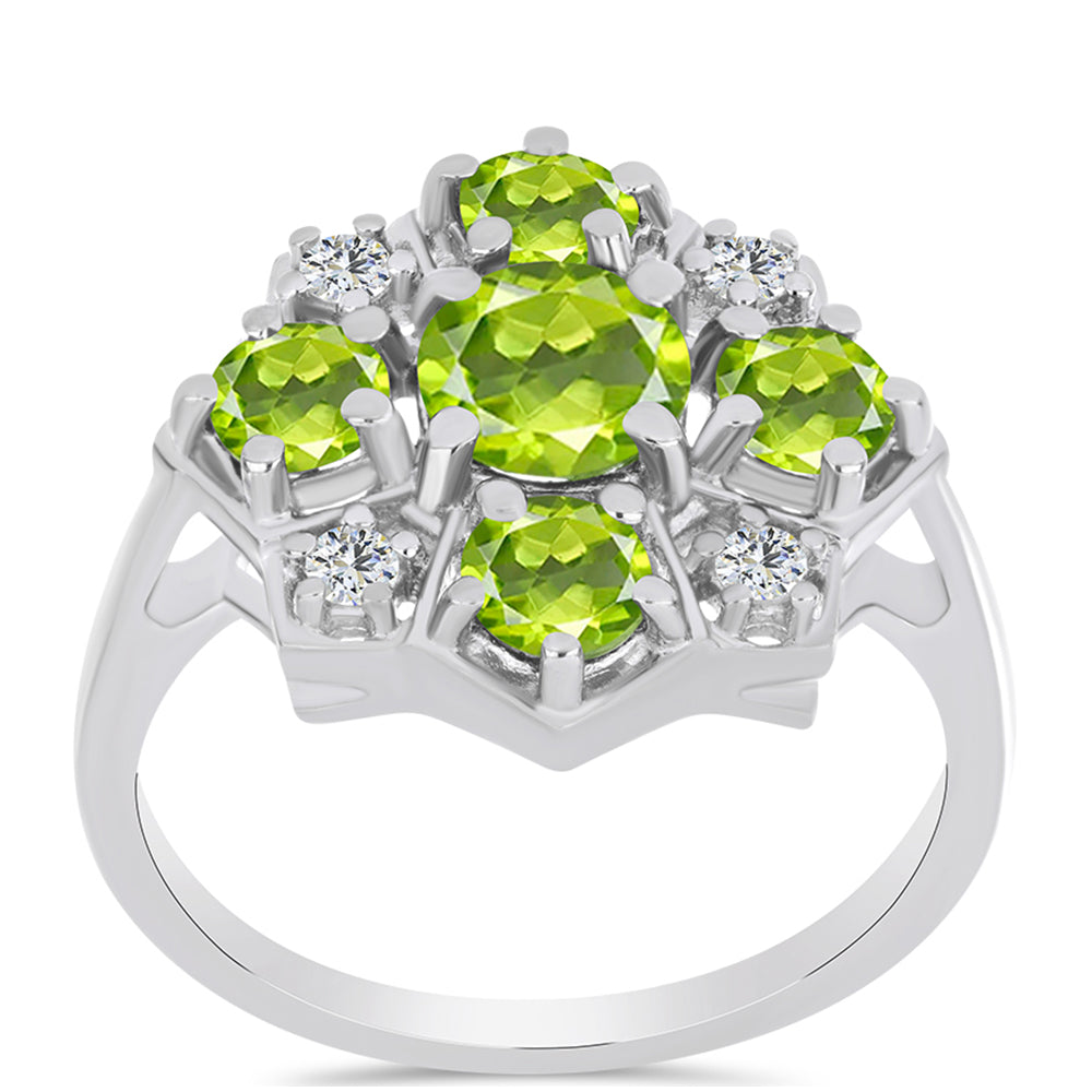 Silberring mit Peridot aus Changbai und weißem Topas 3 