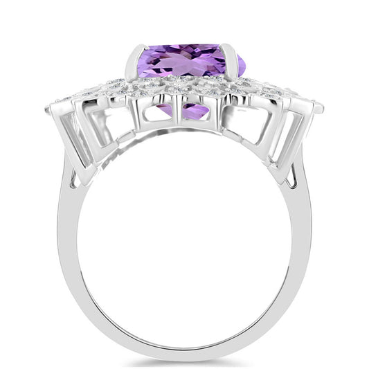 Silberring mit Rose De France Amethyst und weißem Topas