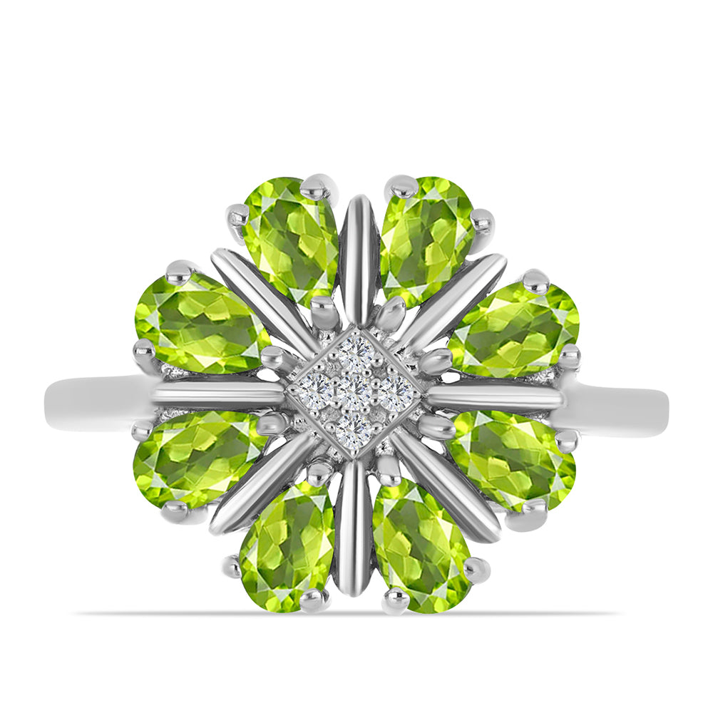 Silberring mit Peridot aus Changbai und weißem Topas 1 