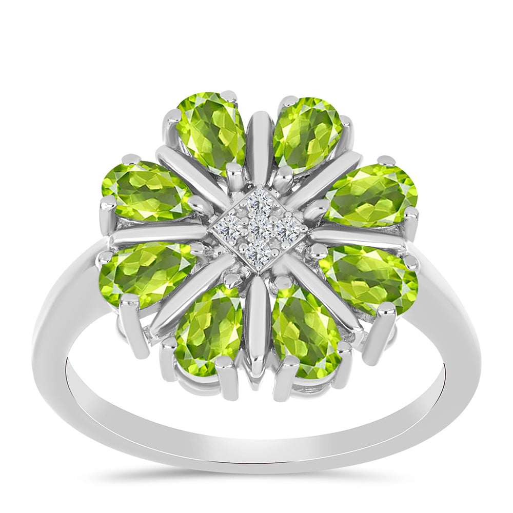 Silberring mit Peridot aus Changbai und weißem Topas 3 