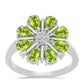 Silberring mit Peridot aus Changbai und weißem Topas