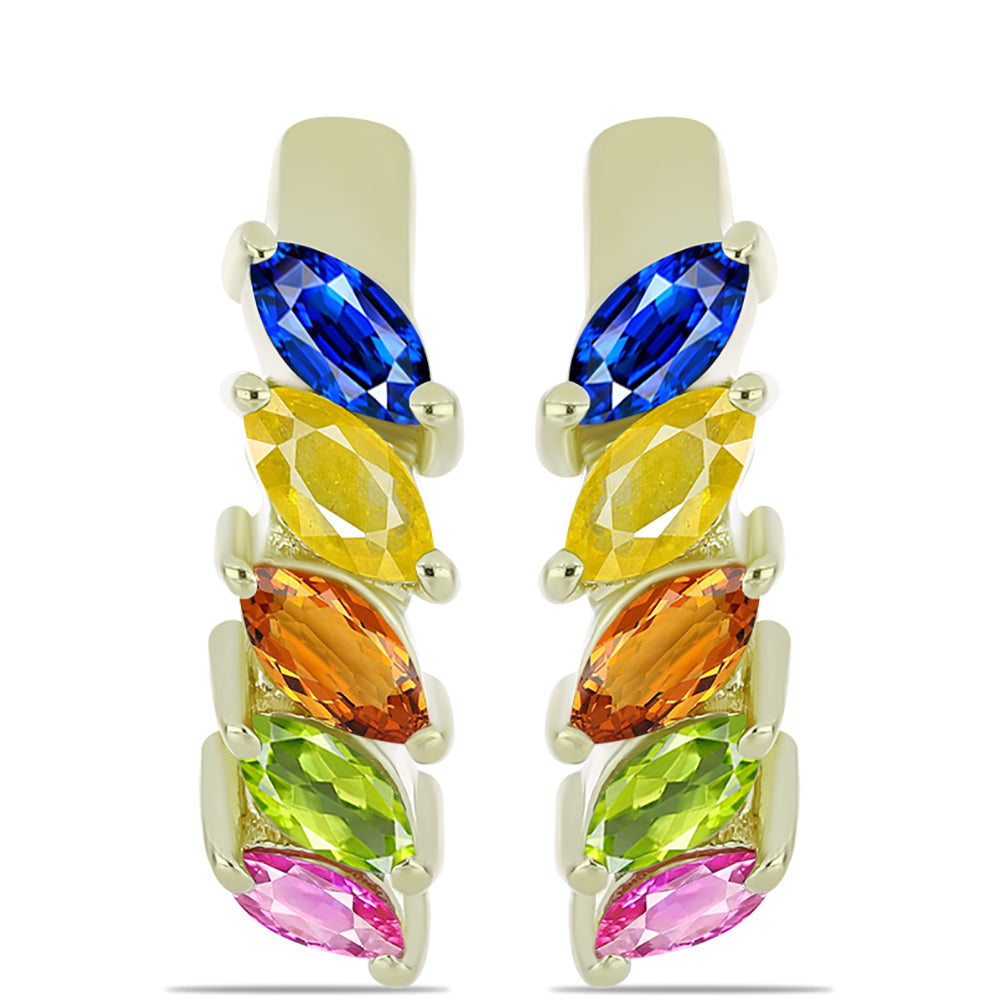 Goldplattierte Silberohrringe mit regenbogenfarbenem Rosebery Saphir
