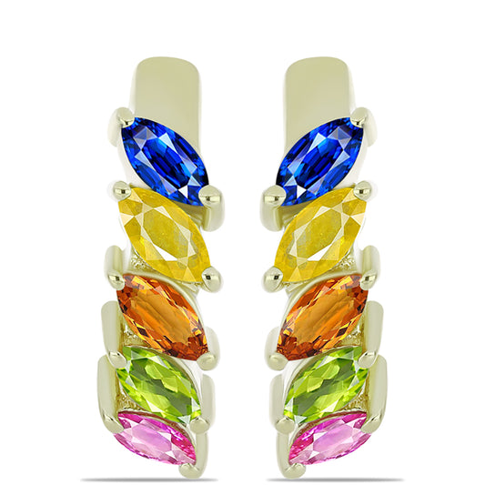 Goldplattierte Silberohrringe mit regenbogenfarbenem Rosebery Saphir