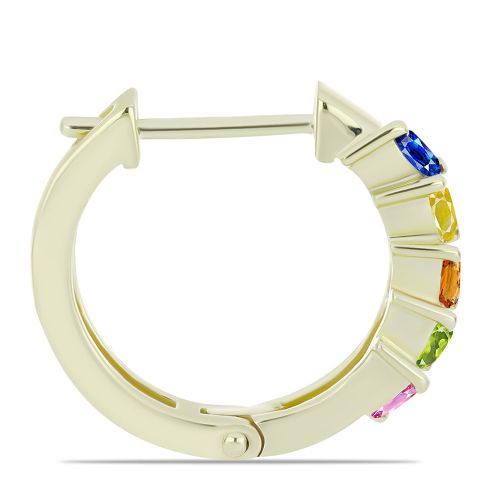Goldplattierte Silberohrringe mit regenbogenfarbenem Rosebery Saphir