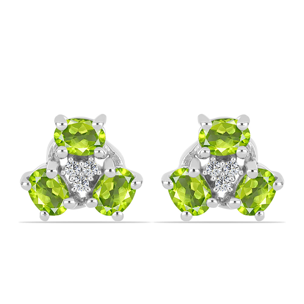 Silberohrringe mit Peridot aus Changbai und weißem Topas