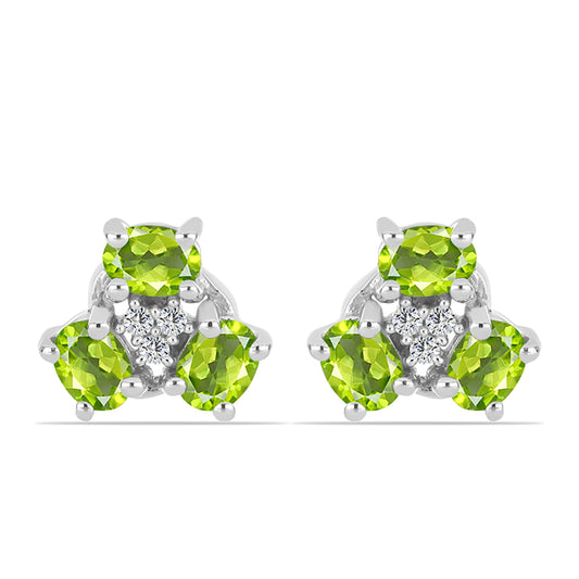 Silberohrringe mit Peridot aus Changbai und weißem Topas