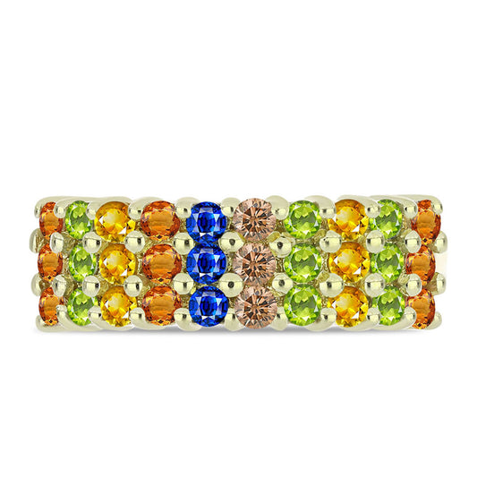 Goldplattierter Silberring mit regenbogenfarbenem Rosebery Saphir