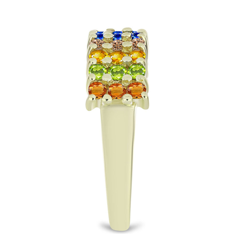 Goldplattierter Silberring mit regenbogenfarbenem Rosebery Saphir 4 