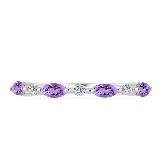Silberring mit Rose De France Amethyst und weißem Topas