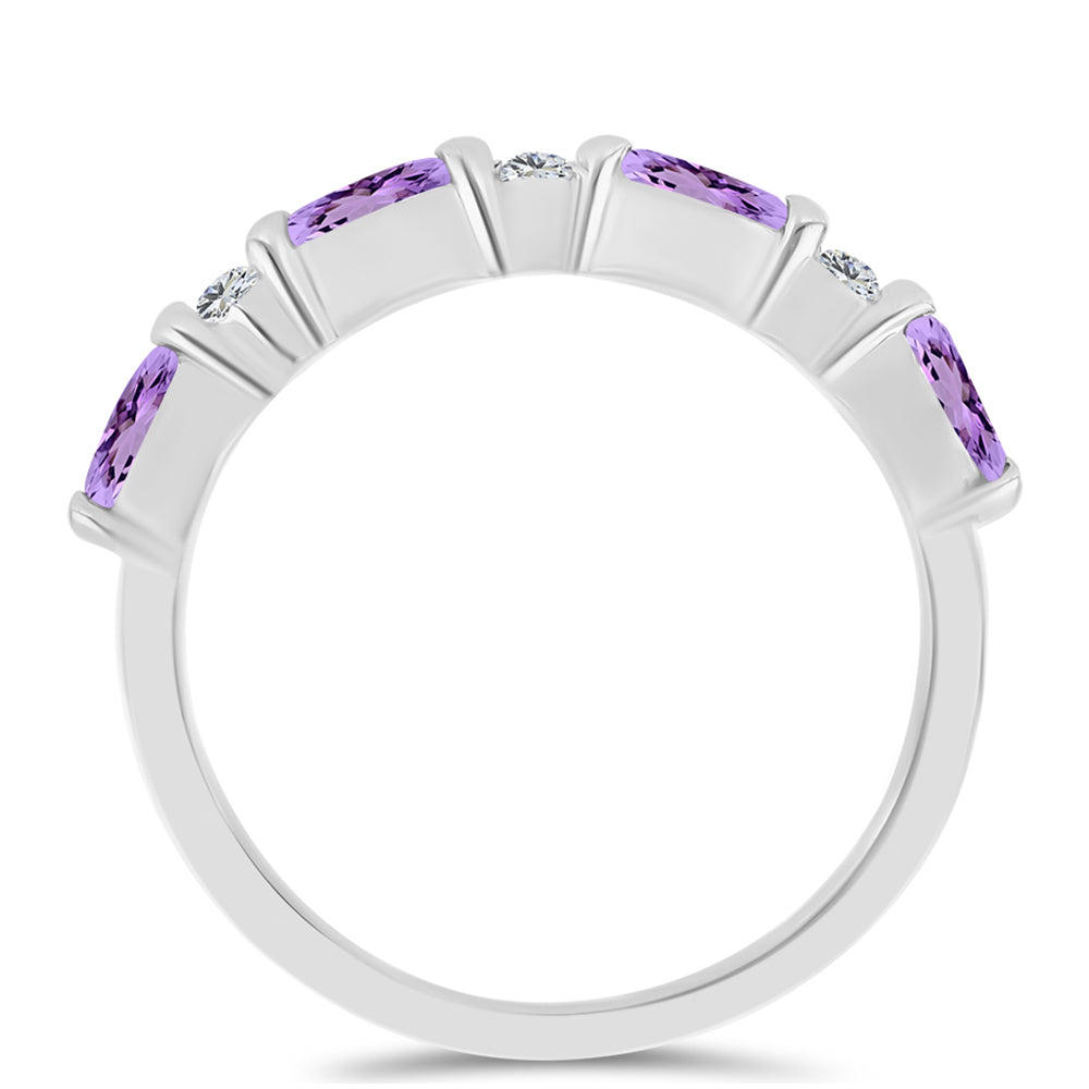Silberring mit Rose De France Amethyst und weißem Topas 3 