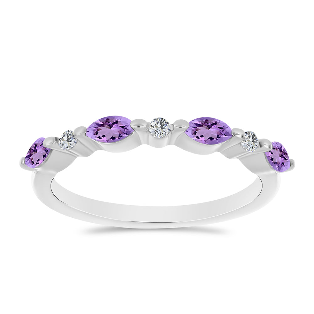 Silberring mit Rose De France Amethyst und weißem Topas 1 