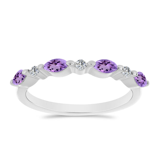 Silberring mit Rose De France Amethyst und weißem Topas
