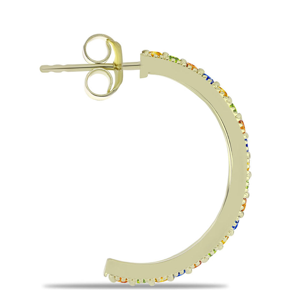 Goldplattierte Silberohrringe mit regenbogenfarbenem Rosebery Saphir 2 