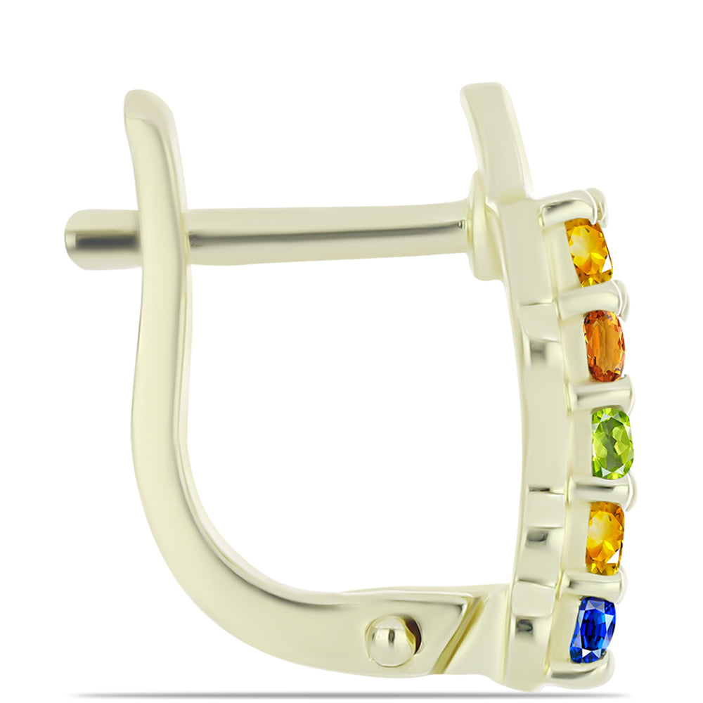 Goldplattierte Silberohrringe mit regenbogenfarbenem Rosebery Saphir 2 