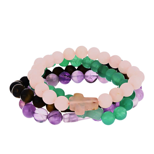 Schmuckgarnitur aus Nugget mit marokkanischem Amethyst und Tigerauge