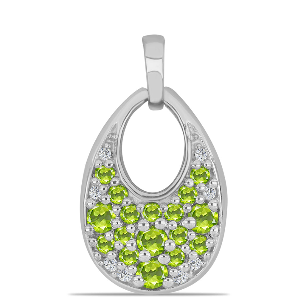 Silberanhänger mit Peridot aus Changbai und weißem Topas 1 