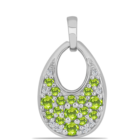 Silberanhänger mit Peridot aus Changbai und weißem Topas