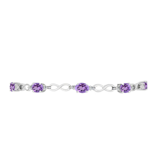 Silberarmband mit Rose De France Amethyst und weißem Topas