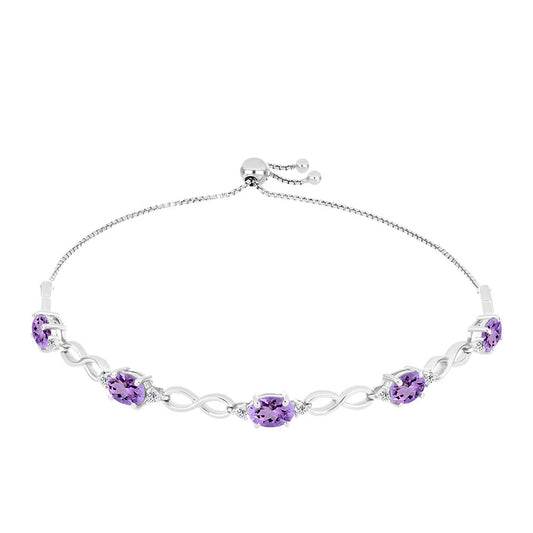 Silberarmband mit Rose De France Amethyst und weißem Topas