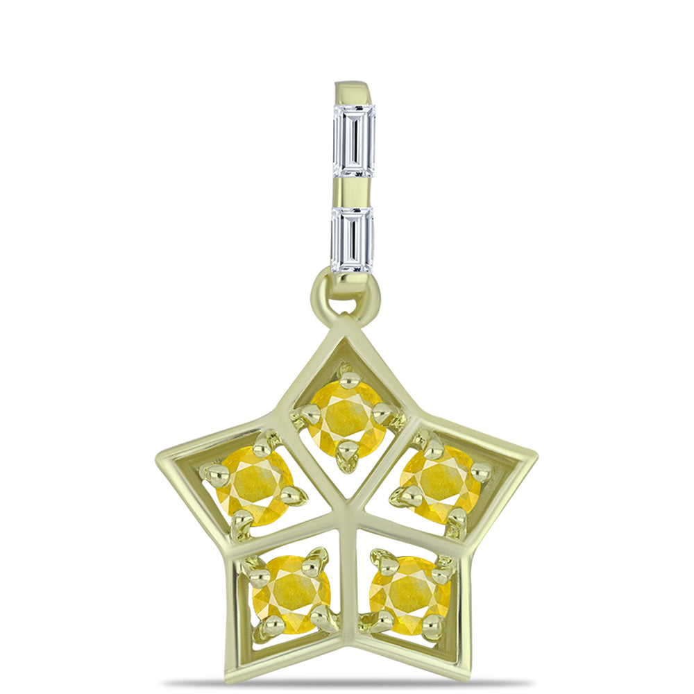 Goldplattierter Silberanhänger mit gelbem Rosebery Saphir und weißem Zirkon