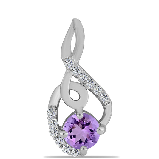 Silberanhänger mit Rose De France Amethyst und weißem Topas