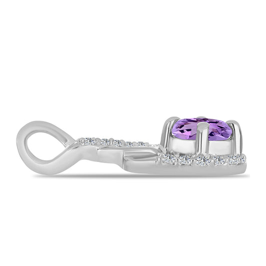 Silberanhänger mit Rose De France Amethyst und weißem Topas
