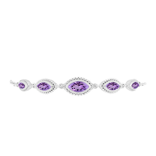 Silberarmband mit Rose De France Amethyst