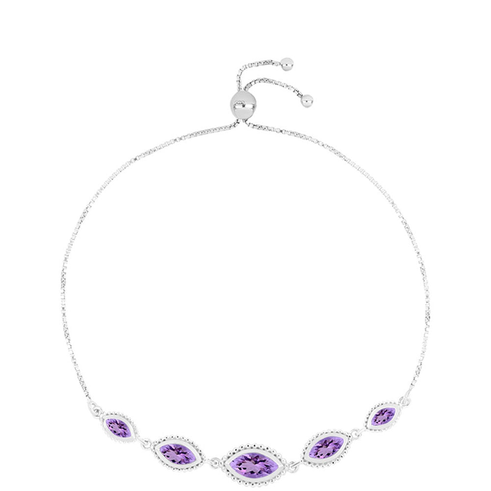 Silberarmband mit Rose De France Amethyst 1 