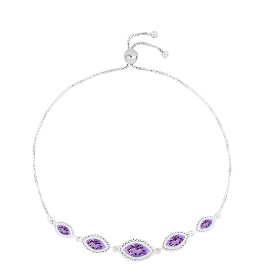 Silberarmband mit Rose De France Amethyst
