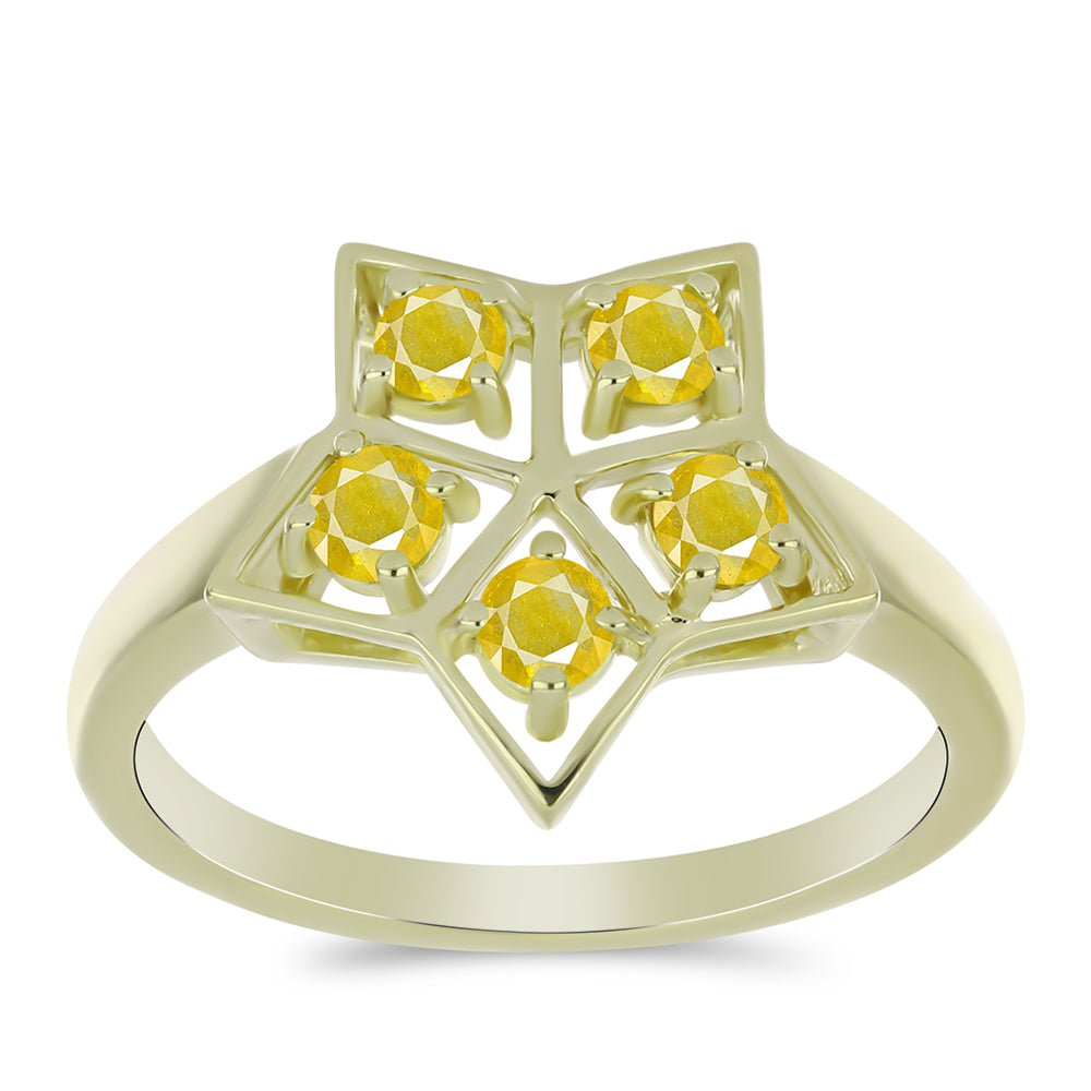 Goldplattierter Silberring mit gelbem Rosebery Saphir