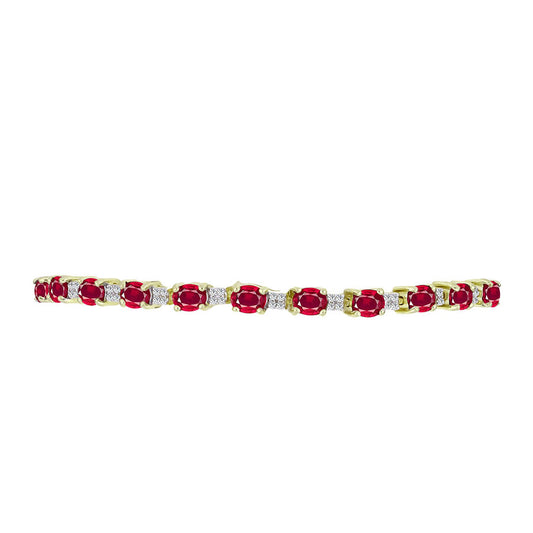 Goldplattiertes Silberarmband mit Rubin aus Madagaskar und weißem Topas