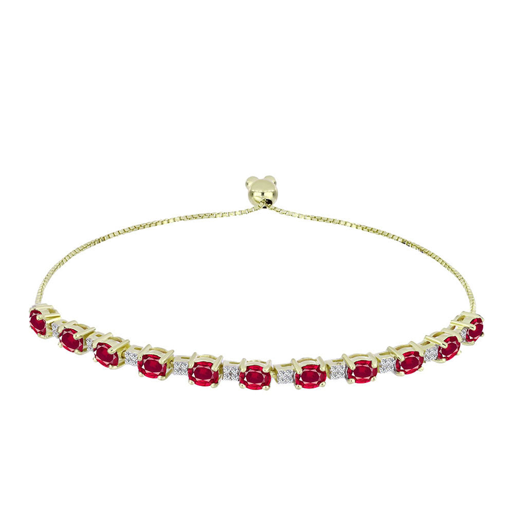 Goldplattiertes Silberarmband mit Rubin aus Madagaskar und weißem Topas 1 